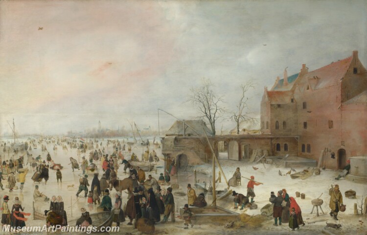 Hendrick Avercamp A Scene on the Ice near a Town Painting