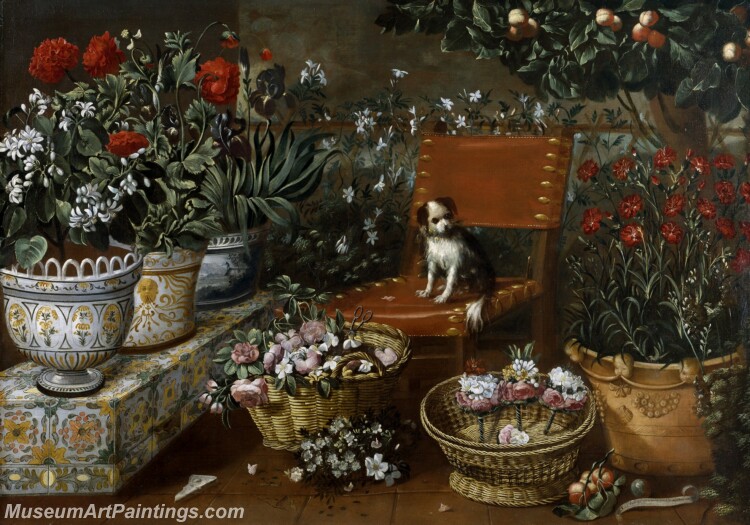 Hiepes Tomas Rincon de jardin con perrito Painting