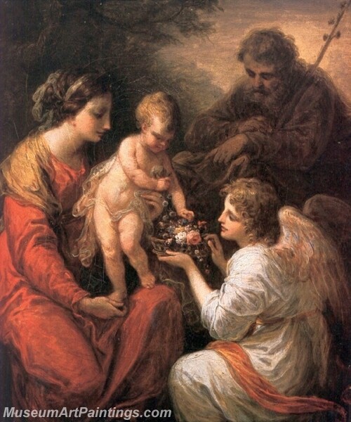 Holy Family with an angel Painting