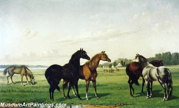 Horse Paintings Horses in a Pasture