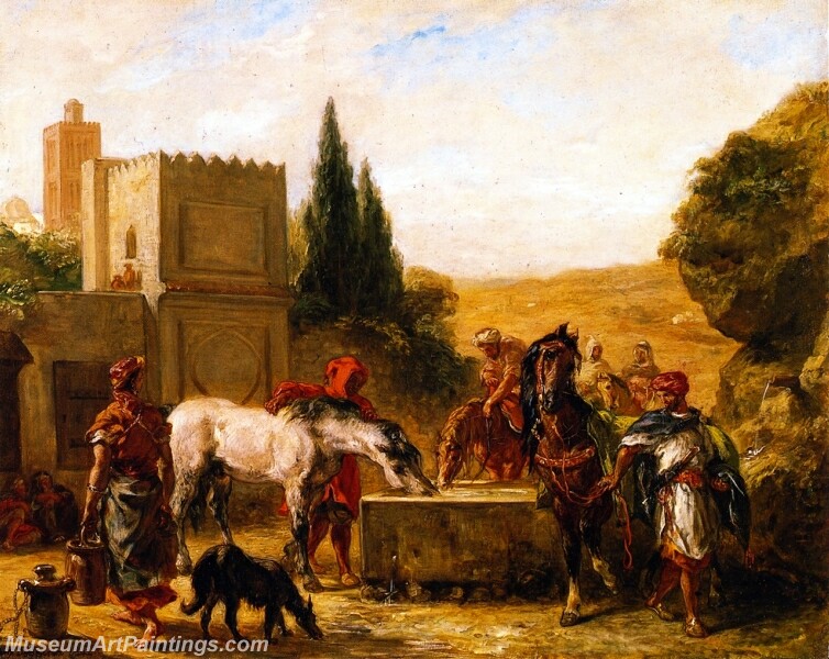 Horses at a Fountain Painting