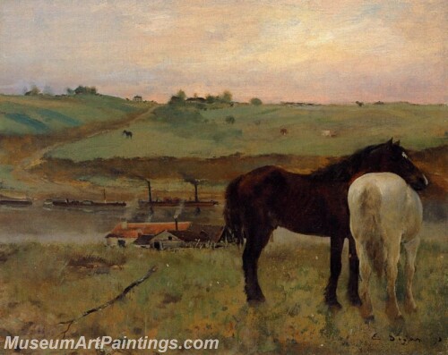 Horses in a Meadow Painting