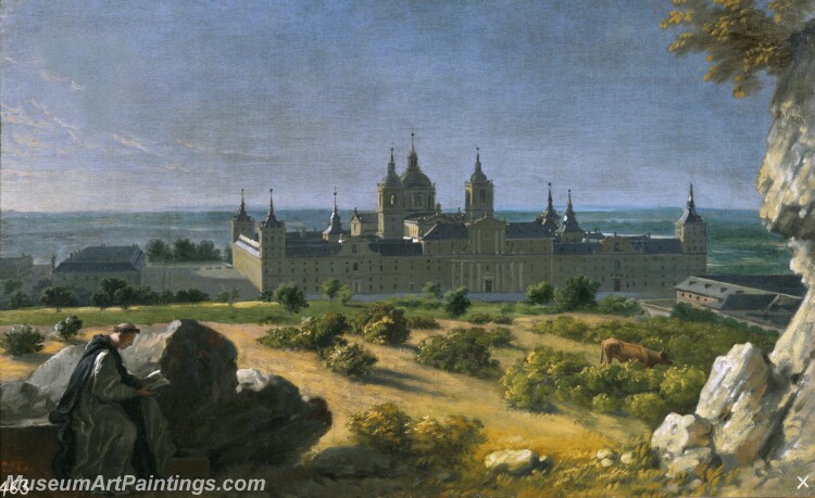 Houasse Michel Ange Vista del Monasterio de El Escorial Painting