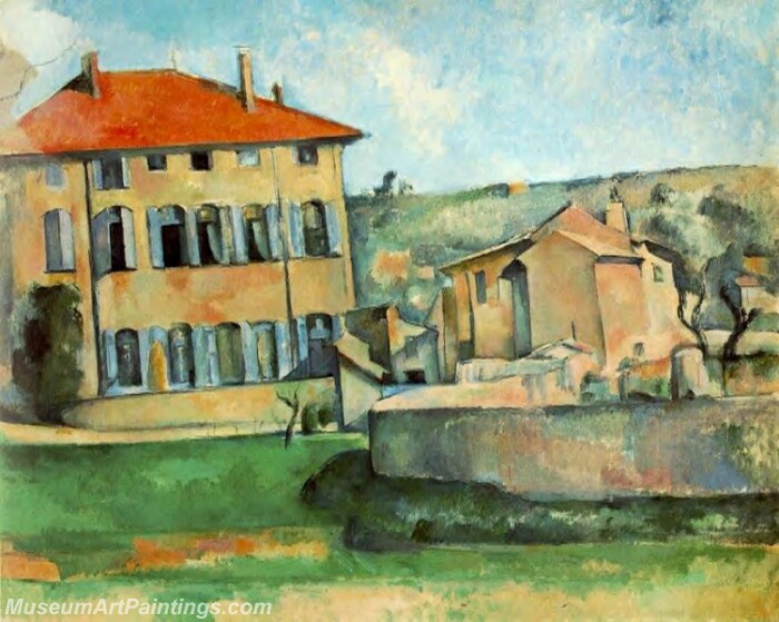 House and Farm at Jas de Bouffan Painting