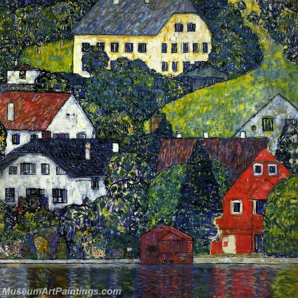 Houses at Unterach on the Attersee Painting
