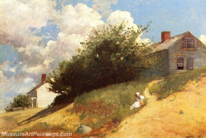 Houses on a Hill Painting