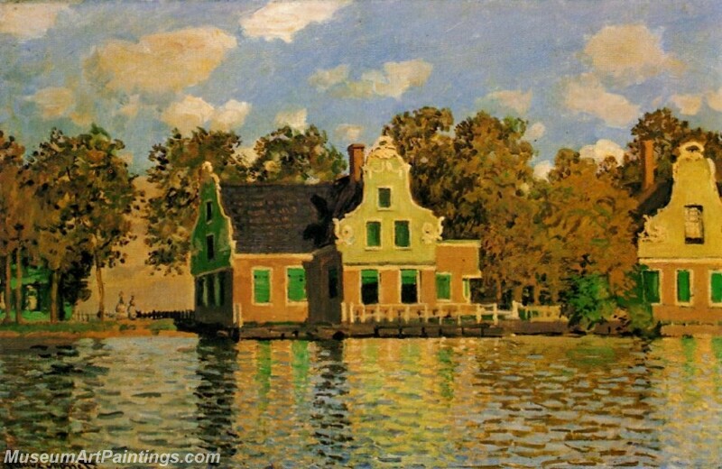 Houses on the Zaan River at Zaandam Painting