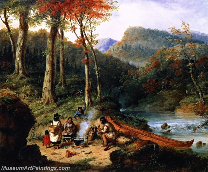 Huron Indians at Portage Painting