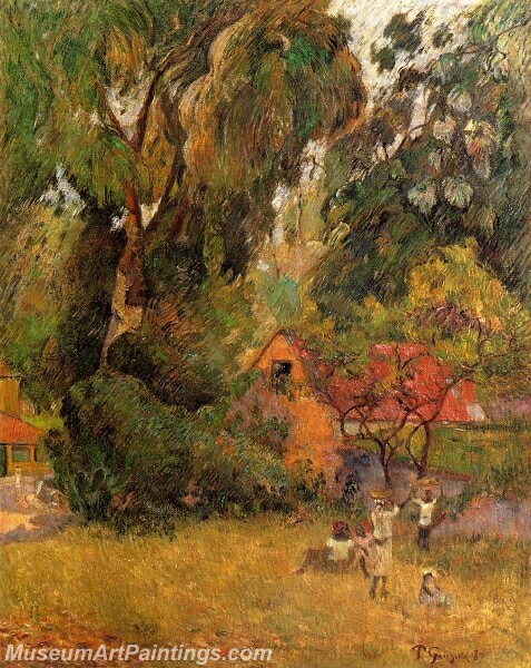 Huts under the Tree Painting