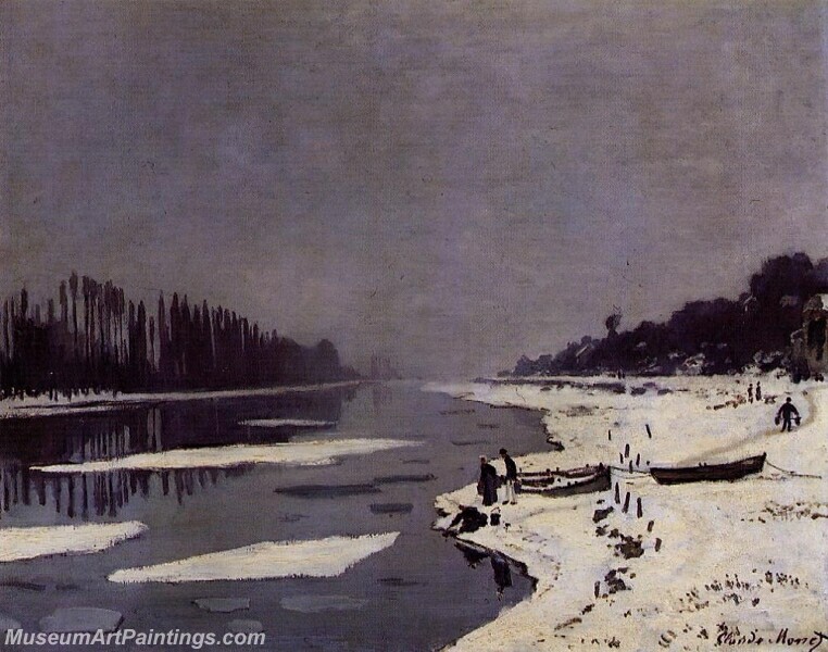 Ice Floes on the Seine at Bougival Painting