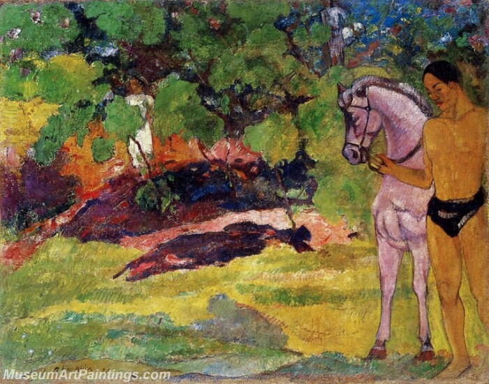 In the Vanilla Grove Man and Horse Painting