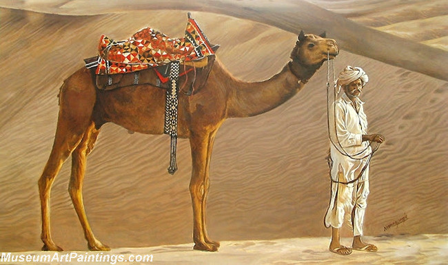 Indian Village Paintings A rajsthan desert and a villager