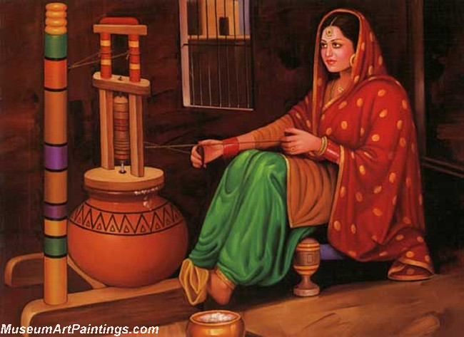 Indian Village Paintings Churning Butter