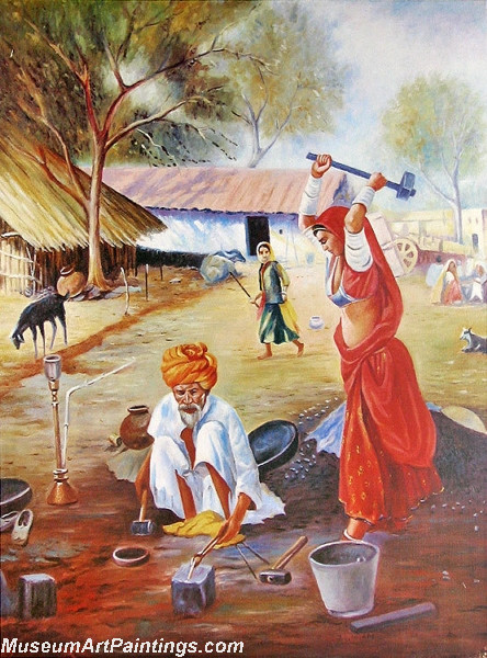 Indian Village Paintings Village Ironsmith Family