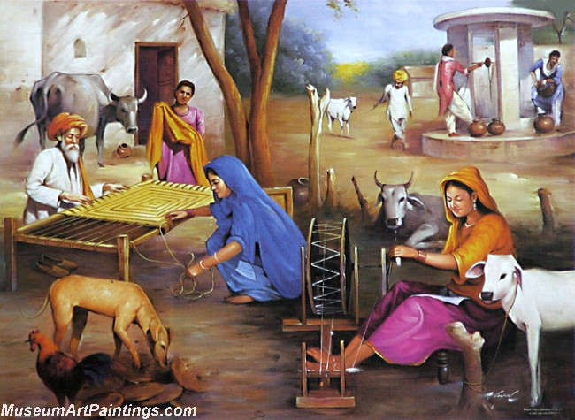 Indian Village Paintings Village Life of India