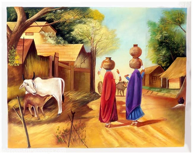 Indian Village Paintings Villager women