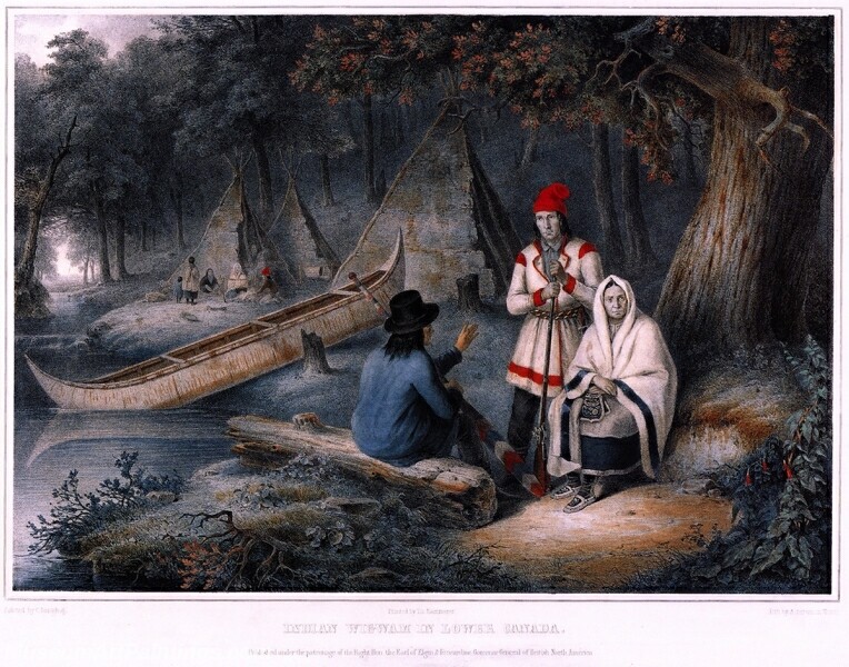 Indian Wigwam in Lower Canada Painting