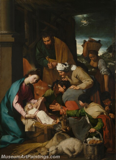 Italian Neapolitan The Adoration of Shepherds Painting