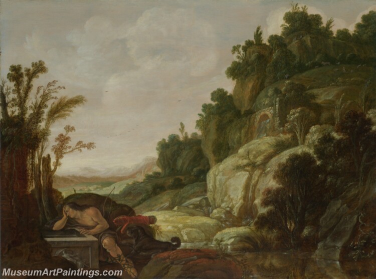 Jacob Pynas Mountain Landscape with Narcissus Painting