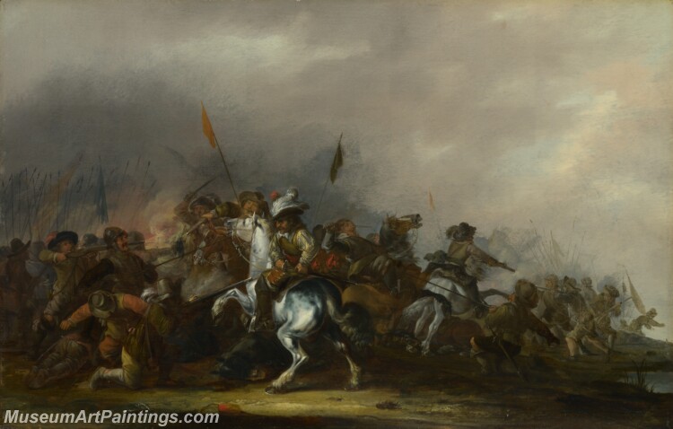 Jacob Weier Cavalry attacked by Infantry Painting