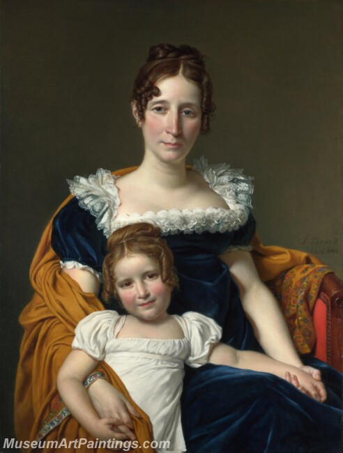 Jacques Louis David Portrait of Comtesse Vilain XIIII and her Daughter Painting