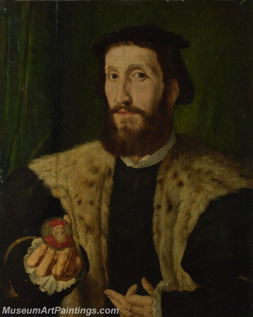 Jan Cornelisz Vermeyen A Man holding a Coloured Medal Painting