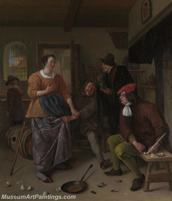 Jan Steen The Interior of an Inn The Broken Eggs Painting