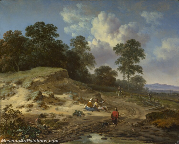 Jan Wijnants A Track by a Dune with Peasants and a Horseman Painting