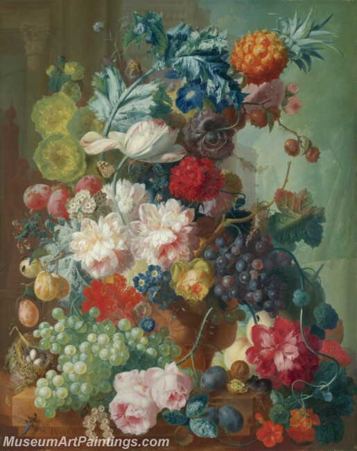 Jan van Os Fruit and Flowers in a Terracotta Vase Painting