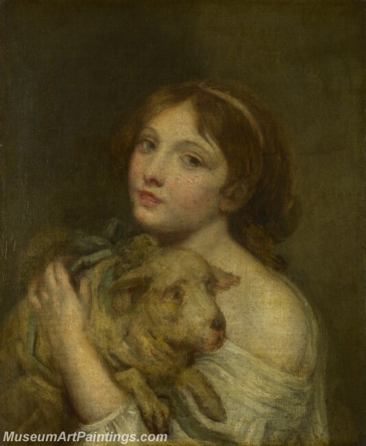 Jean Baptiste Greuze A Girl with a Lamb Painting