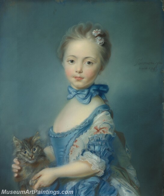 Jean Baptiste Perronneau A Girl with a Kitten Painting