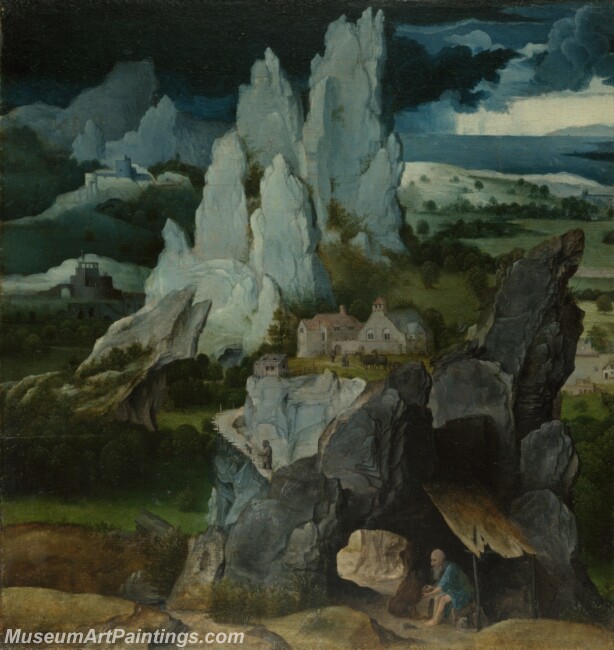 Joachim Patinir Saint Jerome in a Rocky Landscape Painting