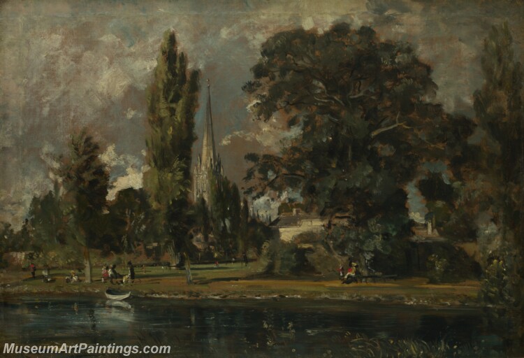 John Constable Salisbury Cathedral and Leadenhall from River Avon Painting