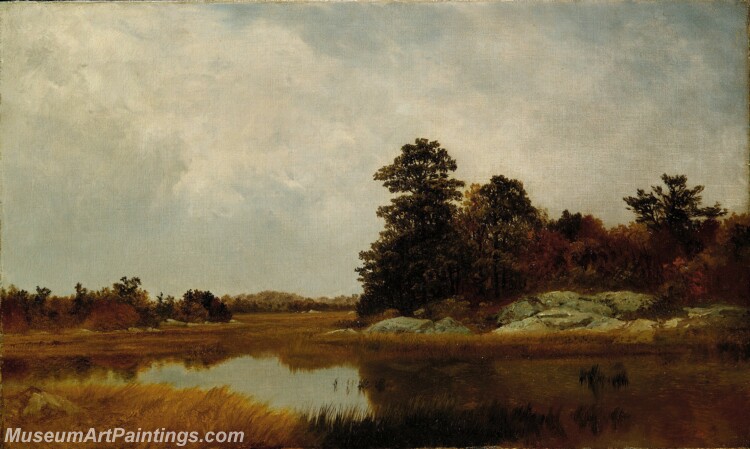 John Frederick Kensett October in the Marshes Painting