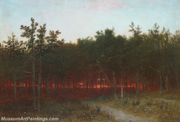 John Frederick Kensett Twilight in the Cedars at Darien Connecticut Painting