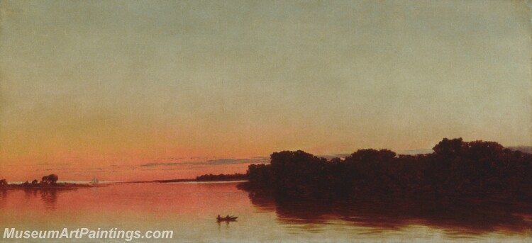 John Frederick Kensett Twilight on the Sound Darien Connecticut Painting