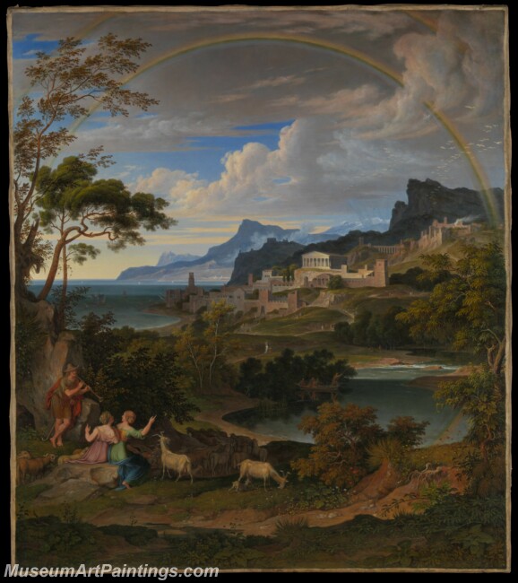 Joseph Anton Koch Heroic Landscape with Rainbow Painting