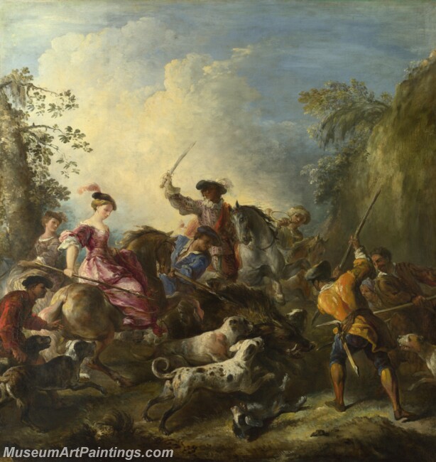 Joseph Parrocel The Boar Hunt Painting