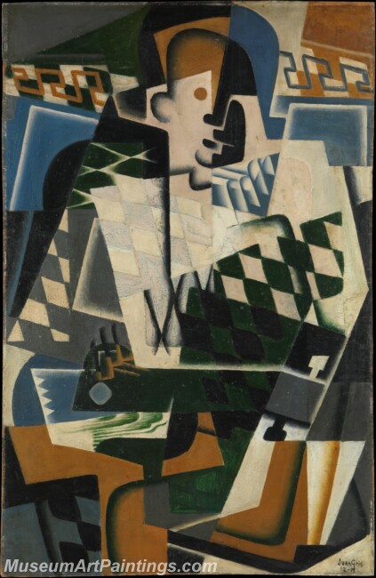 Juan Gris Harlequin with a Guitar Painting