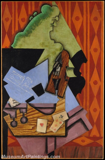 Juan Gris Violin and Playing Cards on a Table Painting