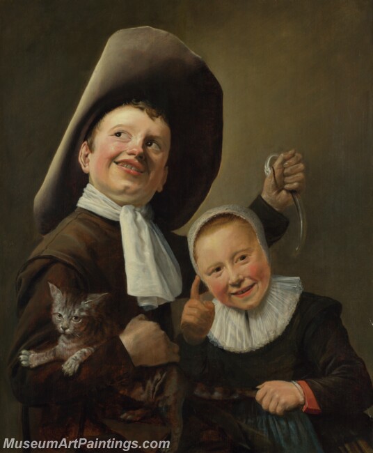 Judith Leyster A Boy and a Girl with a Cat and an Eel Painting