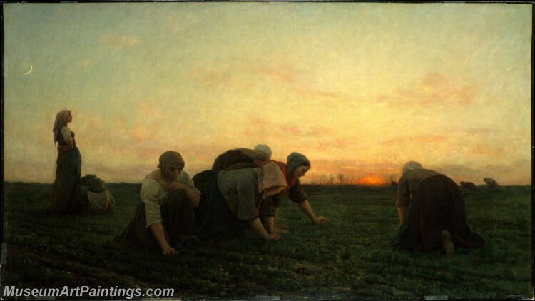 Jules Breton The Weeders Painting