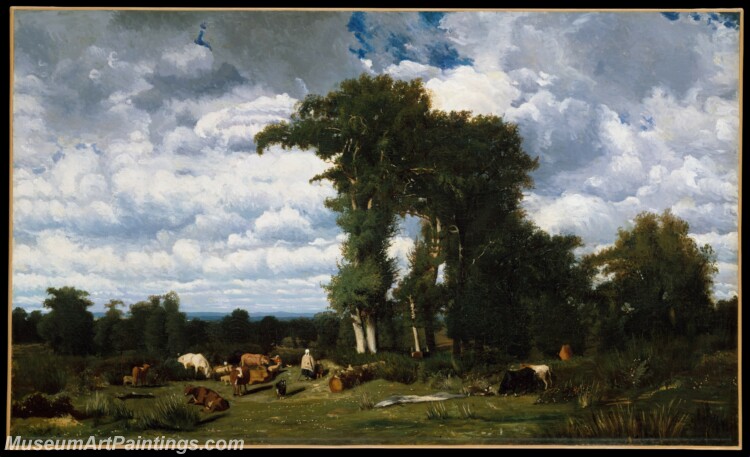 Jules Dupre Landscape with Cattle at Limousin Painting