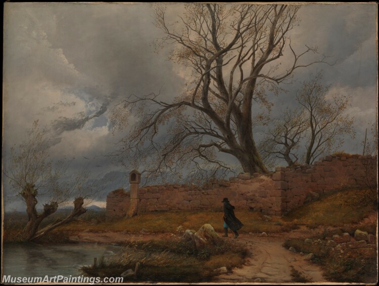 Julius von Leypold Wanderer in the Storm Painting