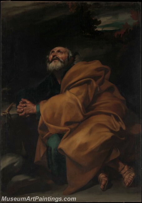 Jusepe de Ribera The Penitent Saint Peter Painting