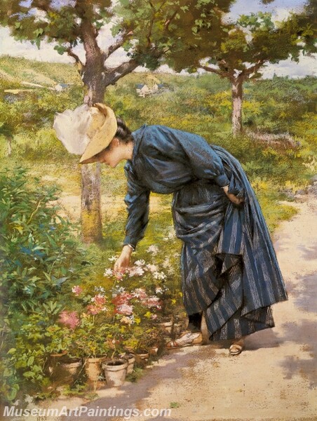 Lady in a Garden Painting