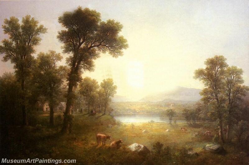 Lake Scene in the Mountains Painting