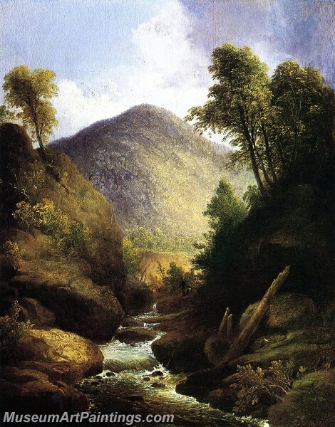 Landscape Painting At the Waterfall