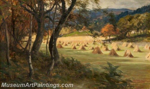 Landscape Painting Corn Stooks