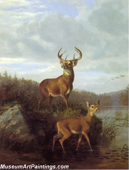 Landscape Painting Deer